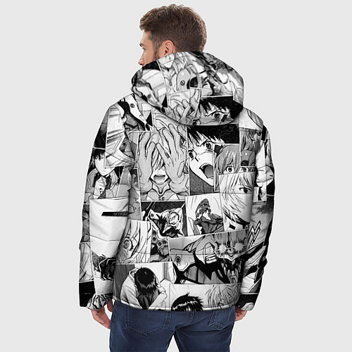 Мужская зимняя куртка Евангелион паттерн / 3D-Светло-серый – фото 4