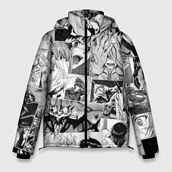 Куртка зимняя мужская Евангелион паттерн, цвет: 3D-светло-серый