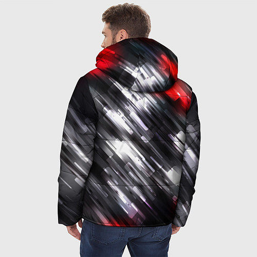 Мужская зимняя куртка NEON abstract pattern неоновая абстракция / 3D-Черный – фото 4
