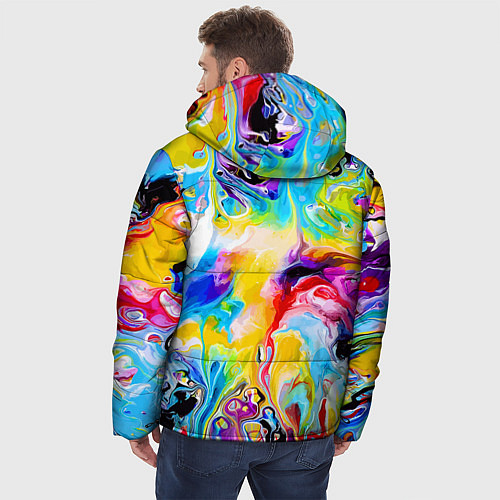Мужская зимняя куртка Неоновые всплески красок Лето Neon splashes of col / 3D-Черный – фото 4