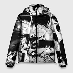 Куртка зимняя мужская Токийский гуль паттерн, цвет: 3D-черный
