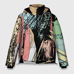 Куртка зимняя мужская Абстрактные мазки цветной краской abstraction, цвет: 3D-черный