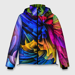 Куртка зимняя мужская Абстрактная неоновая композиция Abstract neon comp, цвет: 3D-светло-серый