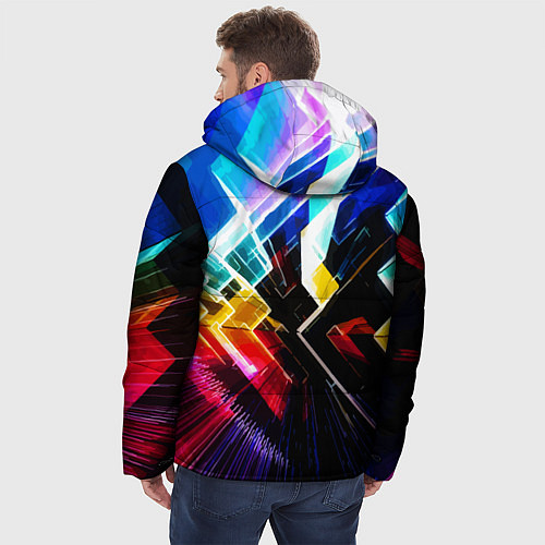 Мужская зимняя куртка Неоновая молния Абстракция Neon Lightning Abstract / 3D-Черный – фото 4