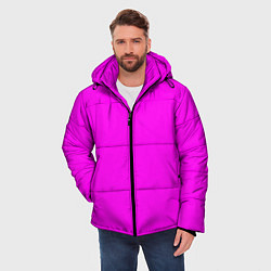 Куртка зимняя мужская Однотонный розовый неоновый Пион, цвет: 3D-черный — фото 2