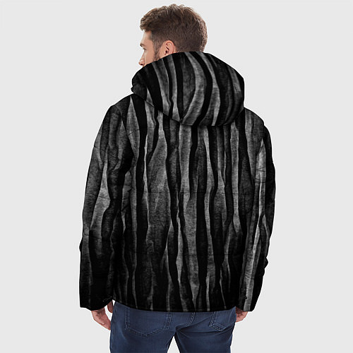 Мужская зимняя куртка Полосы чорные серые роизвольные random black strip / 3D-Черный – фото 4