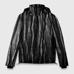 Куртка зимняя мужская Полосы чорные серые роизвольные random black strip, цвет: 3D-светло-серый