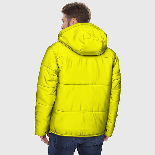Мужская зимняя куртка Однотонный неоновый лимонный желтый тон / 3D-Черный – фото 4