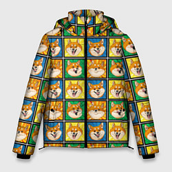 Куртка зимняя мужская Разноцветная плитка сибы, цвет: 3D-светло-серый