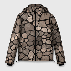 Куртка зимняя мужская Черно-коричневая текстура камня, цвет: 3D-красный