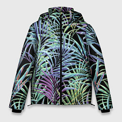 Мужская зимняя куртка Разноцветные Листья Пальм В Ночных Джунглях