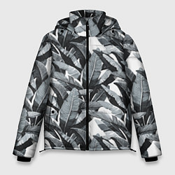Куртка зимняя мужская Чёрно-белые Листья Пальм, цвет: 3D-черный