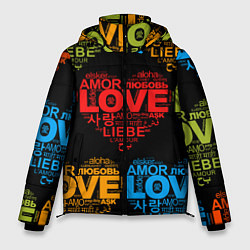 Куртка зимняя мужская Love, Amor, Любовь - Неон версия, цвет: 3D-красный