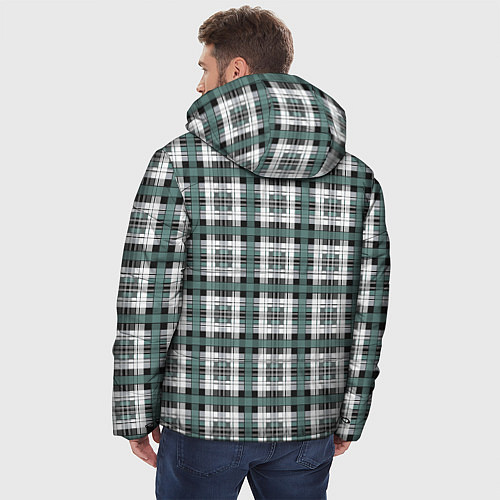 Мужская зимняя куртка Серо-зеленый клетчатый узор шотландка / 3D-Светло-серый – фото 4