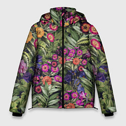 Куртка зимняя мужская Цветы Фиолетовые Рудбеки, цвет: 3D-светло-серый