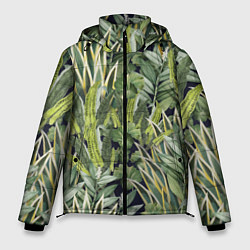 Куртка зимняя мужская Экзотические Летние Цветы и Листва, цвет: 3D-светло-серый