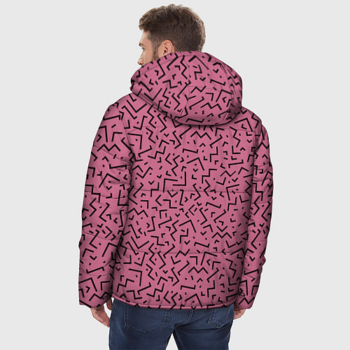 Мужская зимняя куртка Минималистический паттерн на розовом фоне / 3D-Черный – фото 4