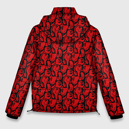Мужская зимняя куртка Красные психоделический смайлы / 3D-Светло-серый – фото 2