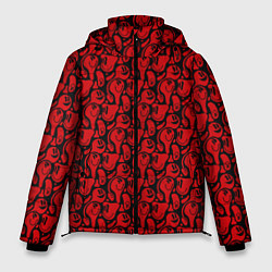 Куртка зимняя мужская Красные психоделический смайлы, цвет: 3D-светло-серый