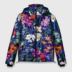 Куртка зимняя мужская Цветы Вечерние Пионы и Тигриди, цвет: 3D-светло-серый