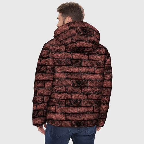 Мужская зимняя куртка Стена из кирпича терракотового цвета Лофт / 3D-Черный – фото 4