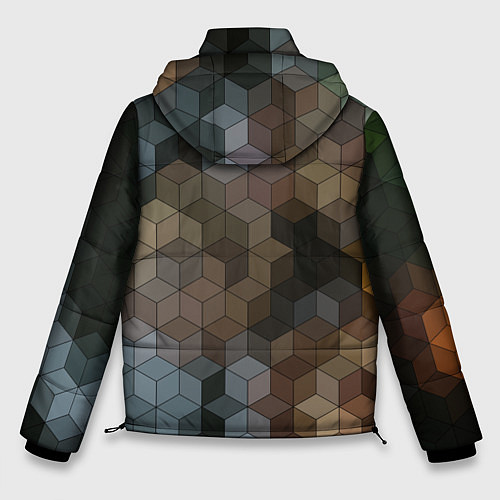 Мужская зимняя куртка Геометрический 3D узор в серых и коричневых тонах / 3D-Красный – фото 2