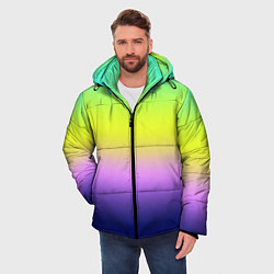 Куртка зимняя мужская Разноцветный размытый фон градиент, цвет: 3D-красный — фото 2