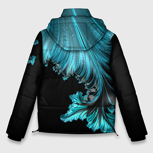 Мужская зимняя куртка Черный с голубым неоновый фрактал Ледяная абстракц / 3D-Светло-серый – фото 2