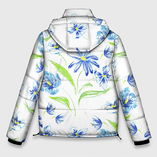 Мужская зимняя куртка Цветы Синие Нарисованные Карандашами / 3D-Красный – фото 2