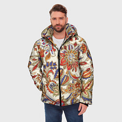 Куртка зимняя мужская Цветочный винтажный орнамент, цвет: 3D-красный — фото 2
