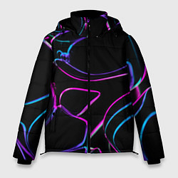 Куртка зимняя мужская Неоновые линзы во тьме - Фиолетовый, цвет: 3D-черный
