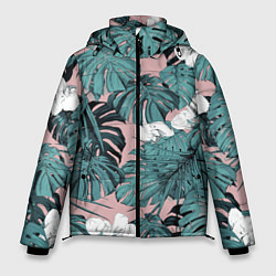 Куртка зимняя мужская Цветы Тропические Орхидеи, цвет: 3D-светло-серый