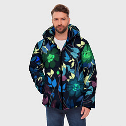 Куртка зимняя мужская Color summer night Floral pattern, цвет: 3D-светло-серый — фото 2