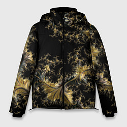 Куртка зимняя мужская Черный с золотым фрактал мини Абстракция, цвет: 3D-светло-серый
