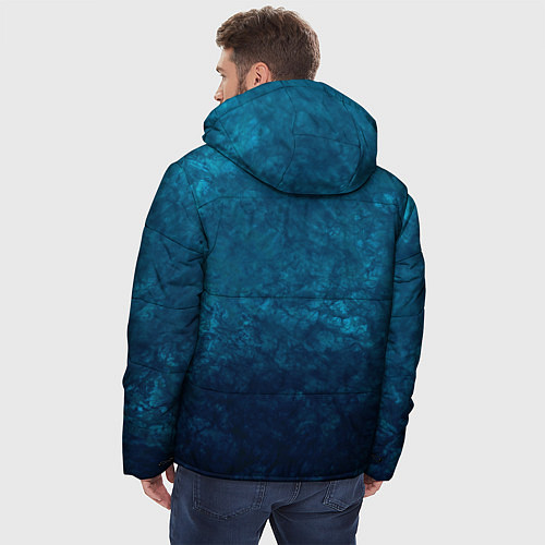 Мужская зимняя куртка Синий абстрактный мраморный узор / 3D-Черный – фото 4