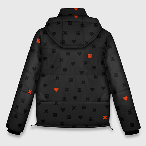 Мужская зимняя куртка Love Death and Robots black pattern / 3D-Красный – фото 2