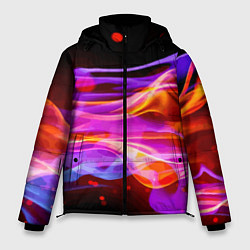 Куртка зимняя мужская Abstract colorful waves, цвет: 3D-черный