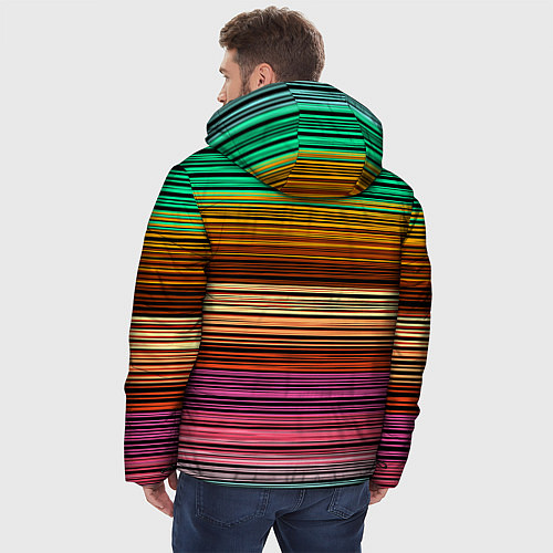 Мужская зимняя куртка Multicolored thin stripes Разноцветные полосы / 3D-Черный – фото 4