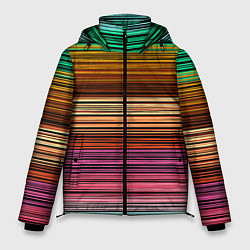 Куртка зимняя мужская Multicolored thin stripes Разноцветные полосы, цвет: 3D-красный