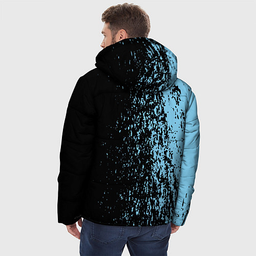 Мужская зимняя куртка Manchester city манчестер сити голубые брызги / 3D-Черный – фото 4