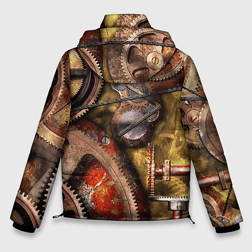 Мужская зимняя куртка Механистическая композиция из шестерёнок и цепей С / 3D-Светло-серый – фото 2