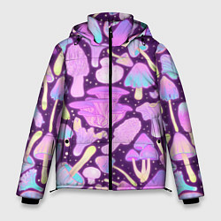 Куртка зимняя мужская Неоновые грибочки, цвет: 3D-черный