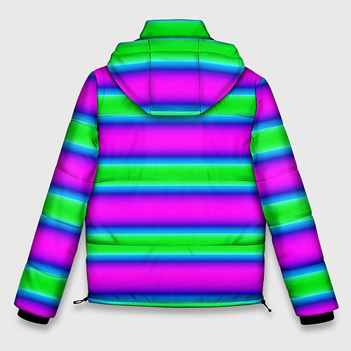 Мужская зимняя куртка Зеленый и фиолетовые яркие неоновые полосы striped / 3D-Красный – фото 2