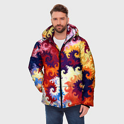 Куртка зимняя мужская Красочный фрактальный паттерн Fashion trend, цвет: 3D-черный — фото 2