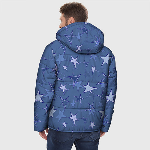Мужская зимняя куртка Gray-Blue Star Pattern / 3D-Черный – фото 4