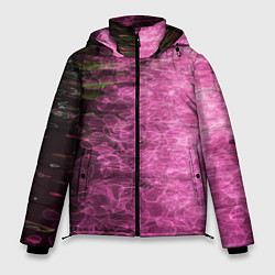 Мужская зимняя куртка Неоновые волны на воде - Розовый