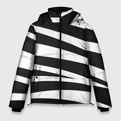 Куртка зимняя мужская Зебра чёрные и белые полосы, цвет: 3D-светло-серый