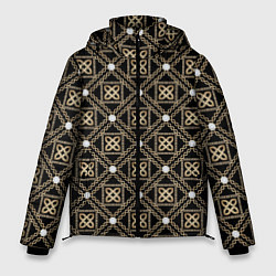 Куртка зимняя мужская Золотой орнамент на черном фоне, цвет: 3D-светло-серый