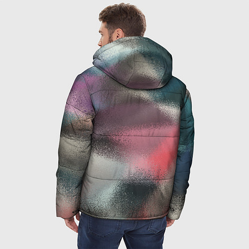 Мужская зимняя куртка Современный разноцветный абстрактный узор / 3D-Черный – фото 4