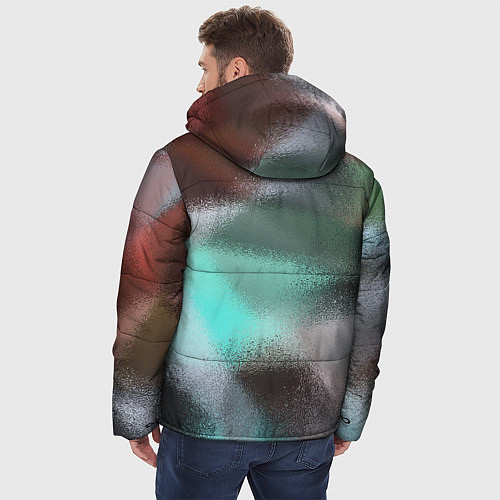 Мужская зимняя куртка Абстрактный узор в бирюзовых коричневых тонах / 3D-Светло-серый – фото 4